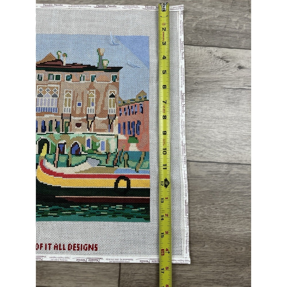 The Point Of It All Handpainted Needlepoint Canvas Canals Gondolas Venice Italy - Picture 4 of 13
